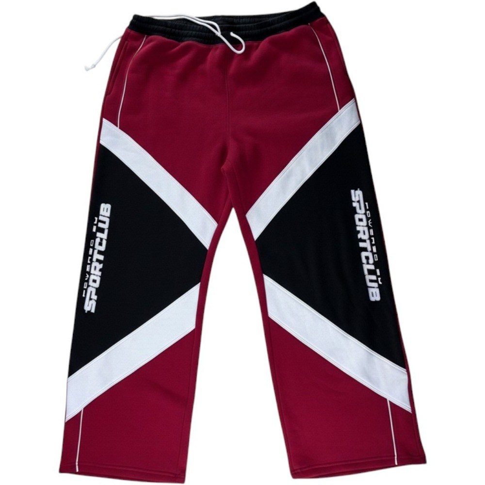 Fashion Nova Sport Club Wide Leg Pants Red Black White Colorblock 3X NEW